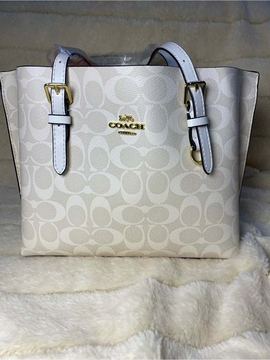 Coach Handbags - Coach Signature Print Mini Tote in Chalk